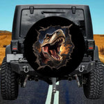 Sunset Glow Rip Through Wall Roaring Tyrannosaurus Rex SUV Tire Cover