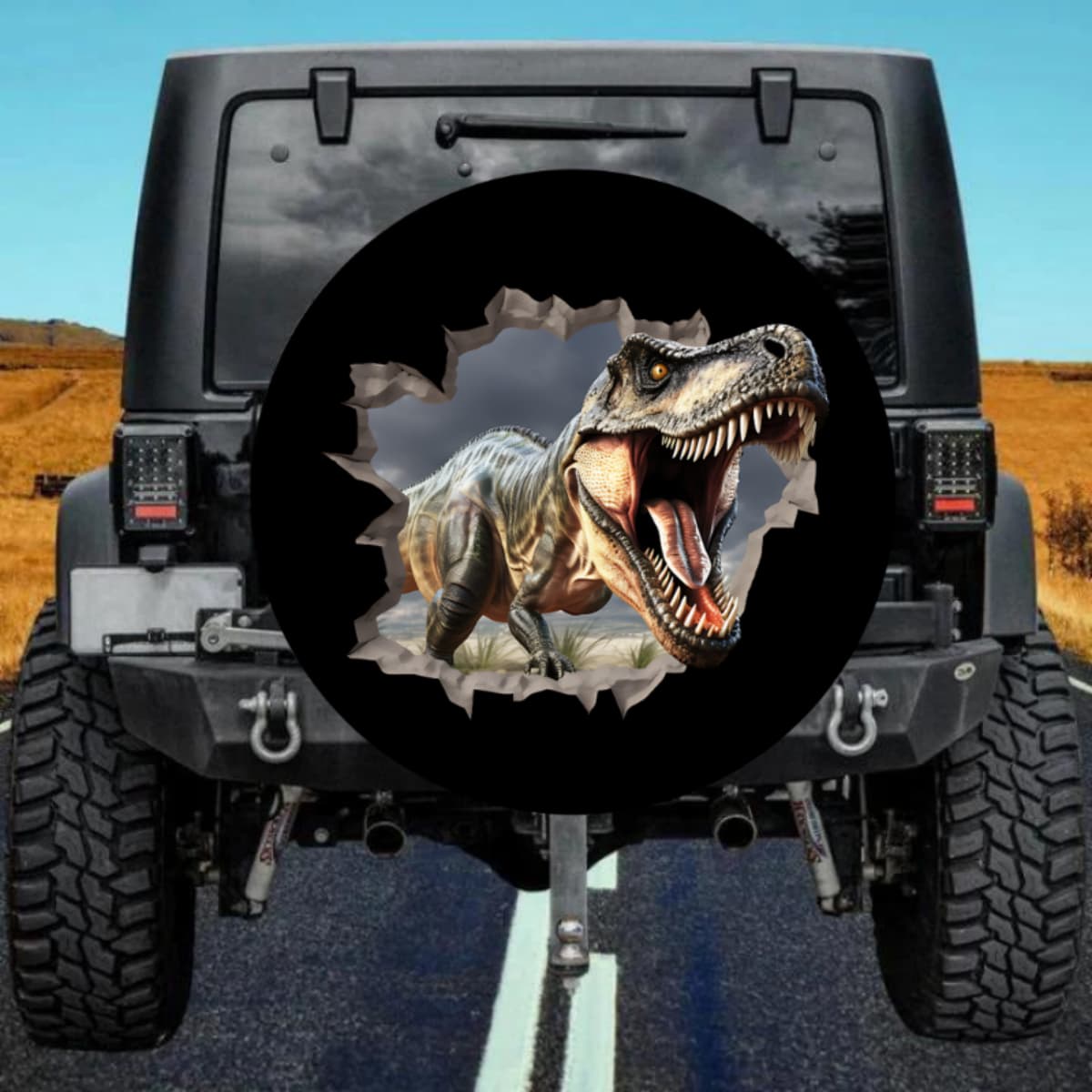 The Prime Beast 3D Rip-Out T-Rex Black Spare Tire Cover