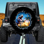 The Sunset Oasis 3D Rip-Out T-Rex Tropical Blue Spare Tire Cover