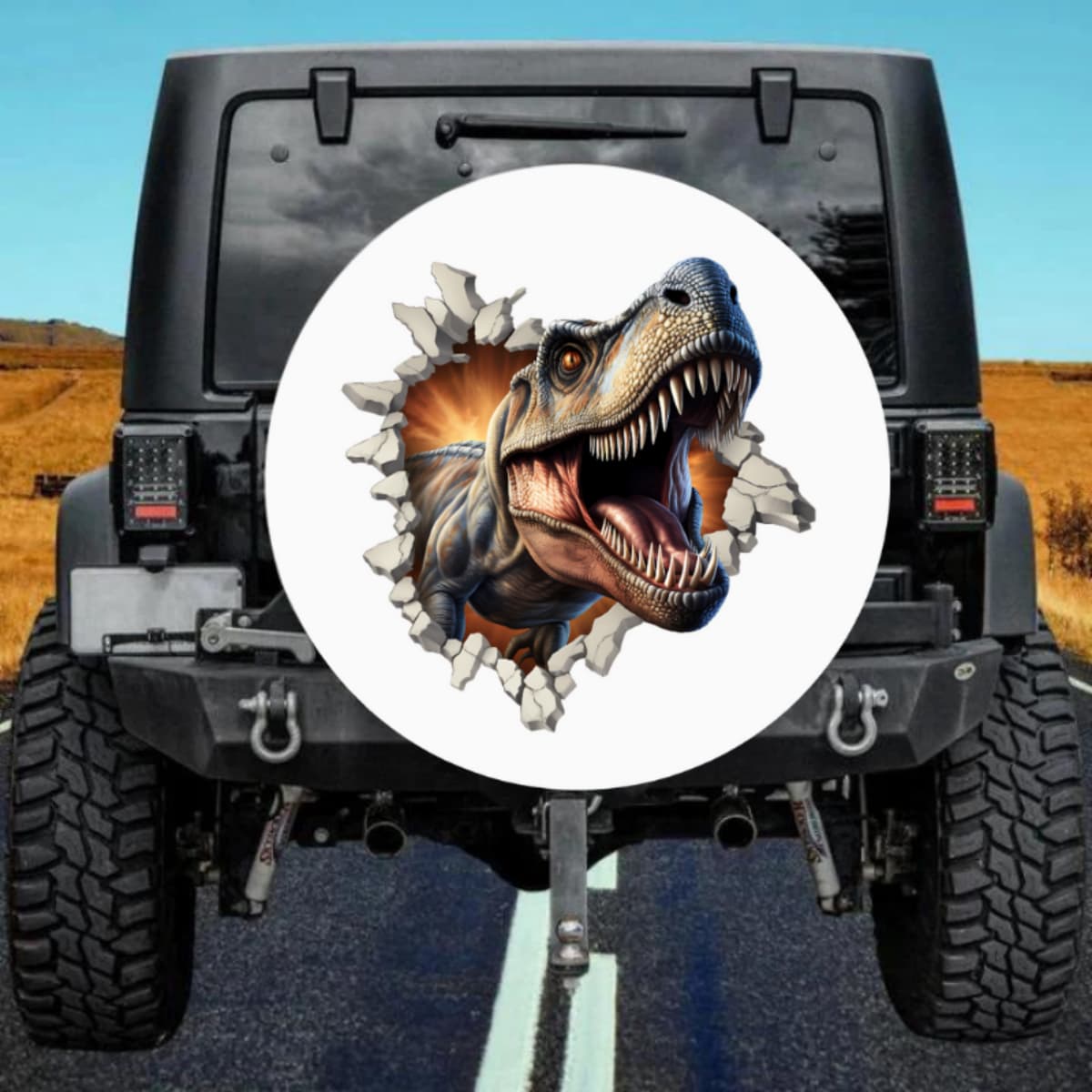 The Volcanic Beast 3D Rip-Out T-Rex Black Spare Tire Cover