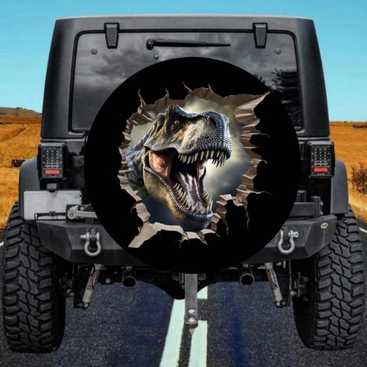 Off-Road Hunter Favorite 3D Tactical Dinosaur Wall Tear Tire Cover