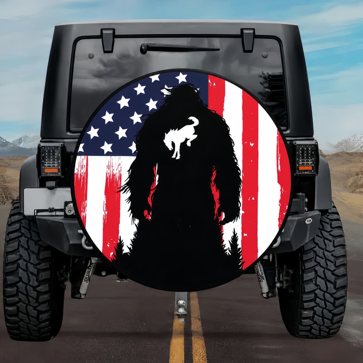 American Flag Bronco Sasquatch Spare Tire Cover Custom Designed for Ford Broncos