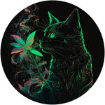 Glow-Style Cosmic Cat Spare Tire Cover with Smoke Leaf Art