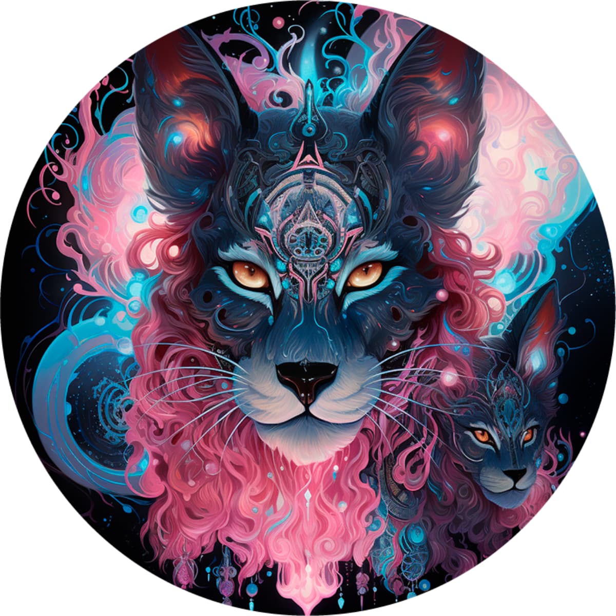 Neon Cat Spare Tire Cover - Cyberpunk Animal Art