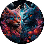 Galaxy Cat Pair Spare Tire Cover - Vibrant Floral Space Art