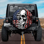American Flag Rip Through Skull Spare Tire Cover