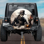 Skeleton Artist with Fedora Spare Tire Cover