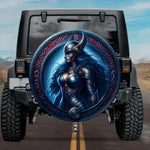 Gothic Valkyrie Gondul Norse Runes Azure Shield Spare Tire Cover