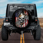 Distressed American Flag Rip Through Skull Spare Tire Cover