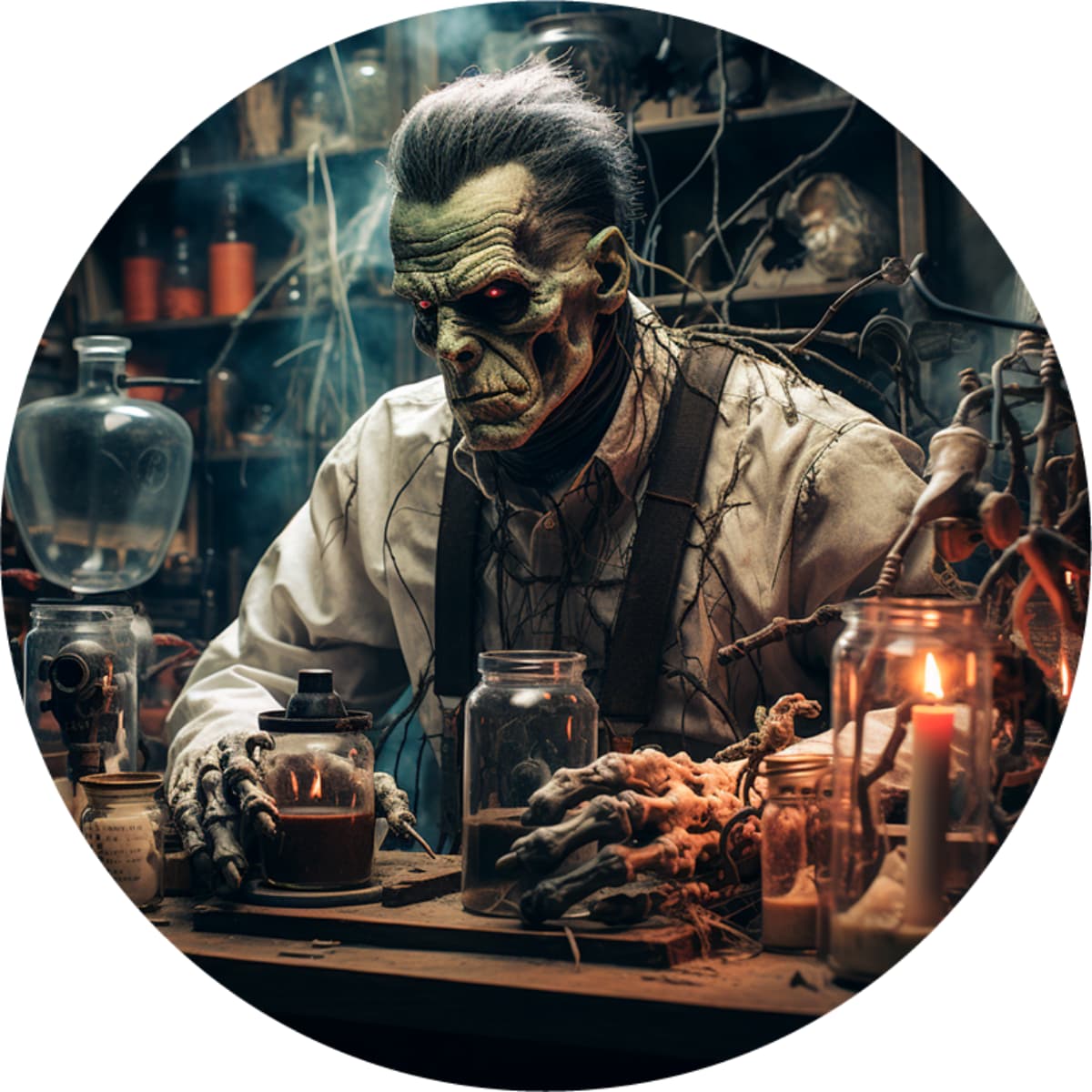 Mad Scientist Monster Spare Tire Cover - Horror Lab Scene Art