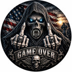 Game Over Middle Finger Reaper American Flag Spare Tire Cover