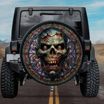 Gothic Undead Zombie Skull Stained Glass Spare Tire Cover