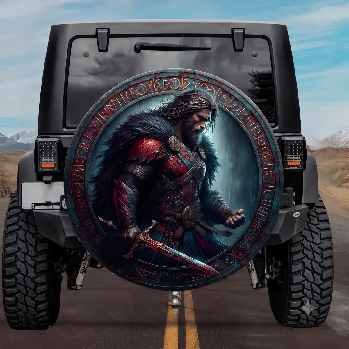 Tactical Starkad Eight-Armed Hero Rune Shield Spare Tire Cover