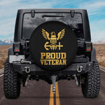 Gold Military Eagle Anchor Proud Veteran Black Spare Tire Cover