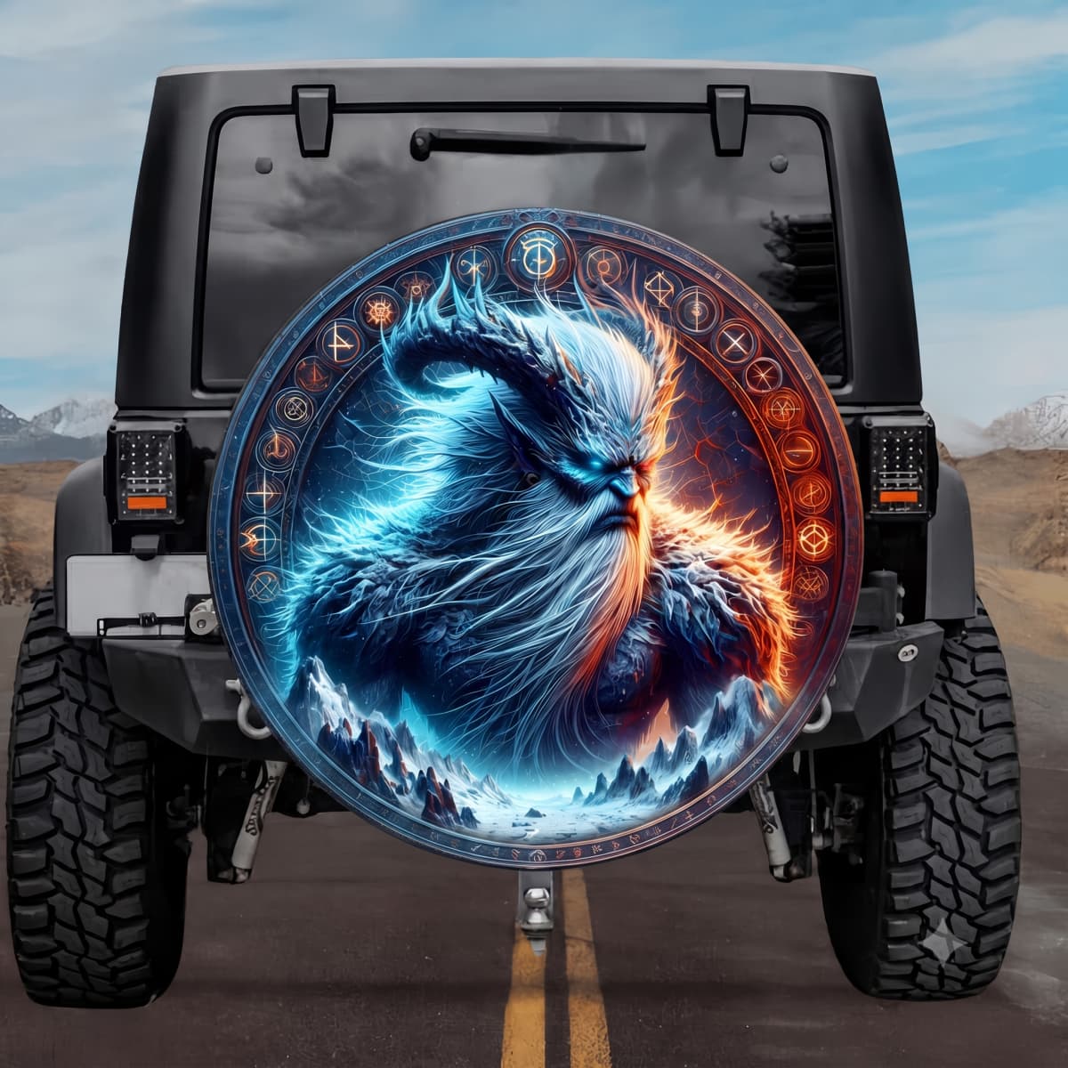 Tactical Ymir Primordial Frost Giant King Rune Shield Spare Tire Cover