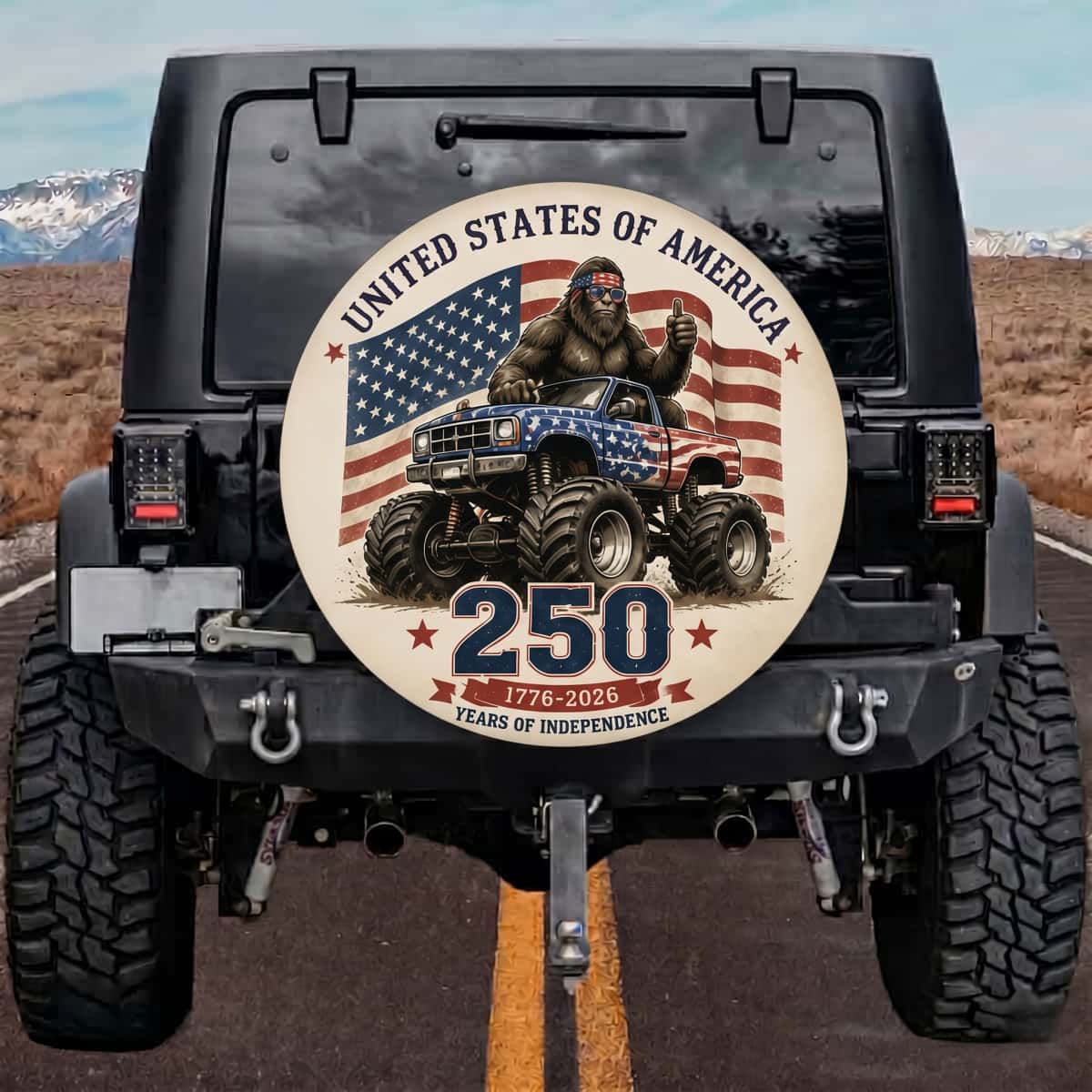 American Independence 1776-2026 Sasquatch Offroad Truck Tire Cover