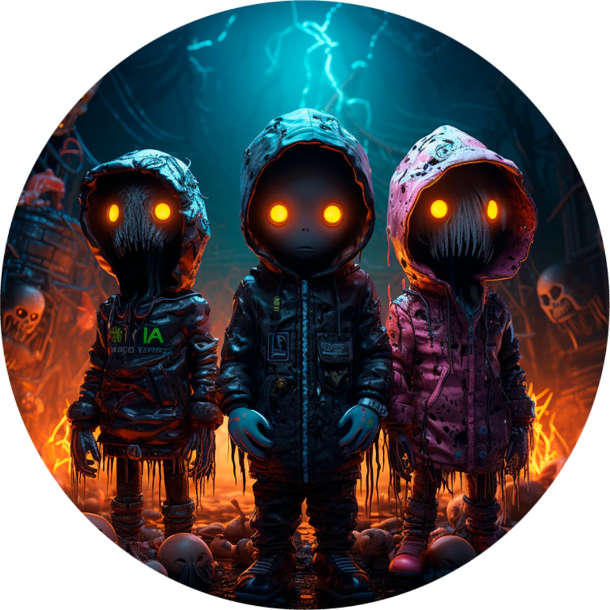 Monster Group Spare Tire Cover - Scary Glowing Eyes Art