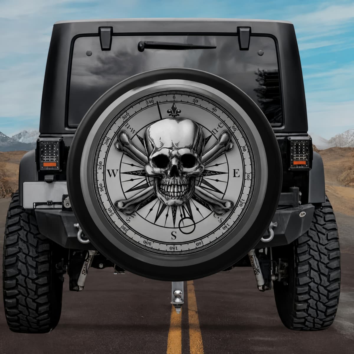 Compass Skull Spare Tire Cover