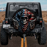 American Flag Dual Pistols Cowboy Skull Spare Tire Cover for Jeep Wrangler