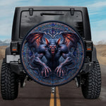 Gothic Vampire Bat Dripping Blood Crimson Cobalt Stained Glass Spare Tire Cover