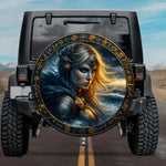 Gothic Valkyrie Queen Sigrun Norse Runes Ocean Shield Spare Tire Cover