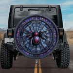 Gothic Arachnid Widow Cobalt Blue Stained Glass Spare Tire Cover