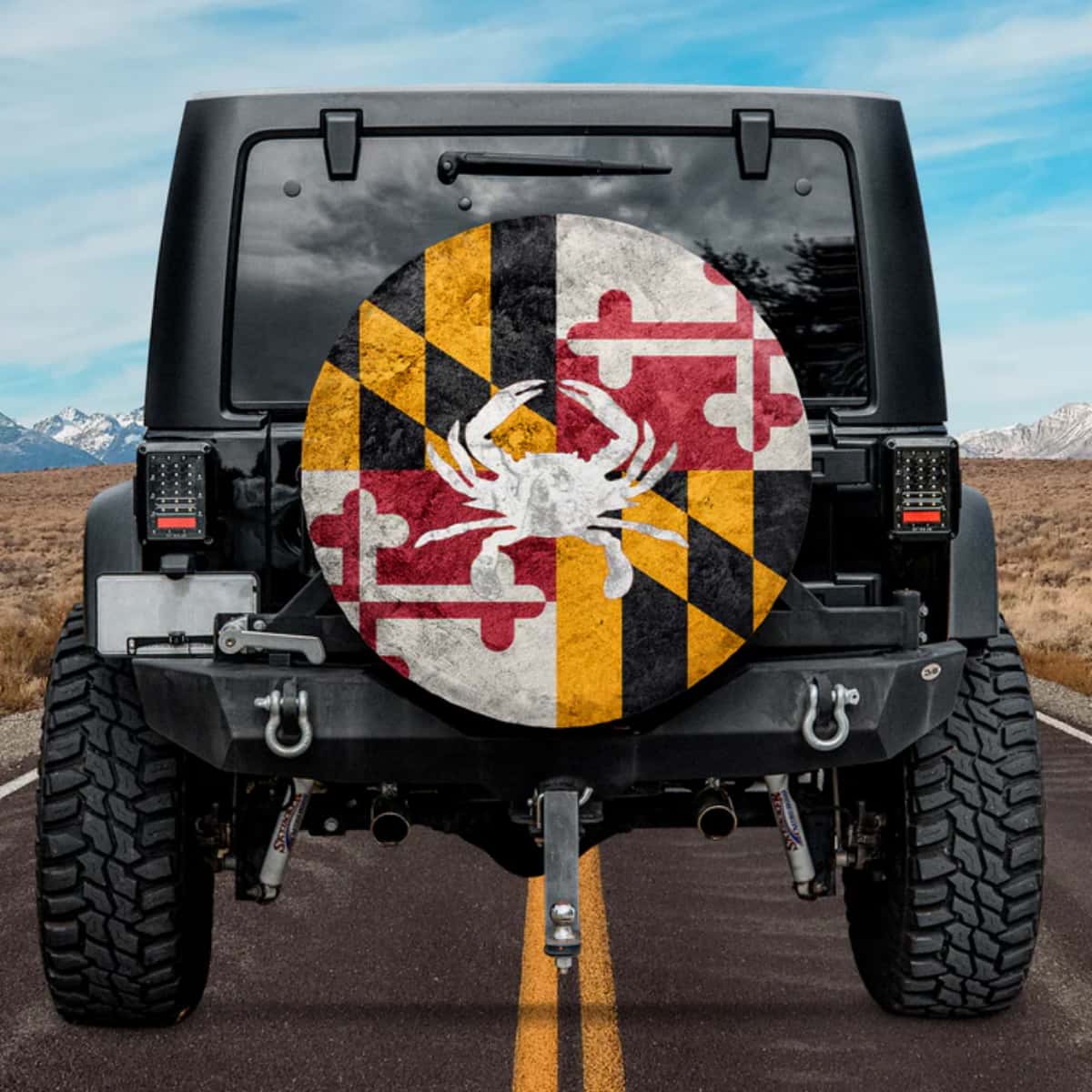 The Maryland Pride Patriotic US & State Flag Crab Spare Tire Cover