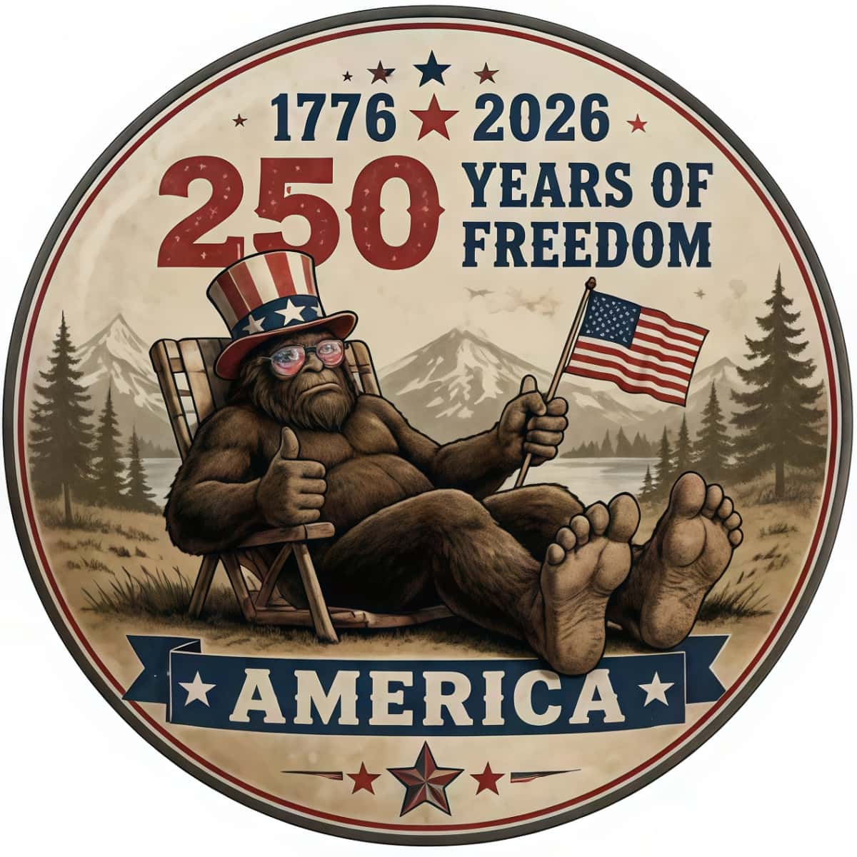 Patriotic Bigfoot 250 Years of Freedom Spare Tire Cover for Jeep Bronco
