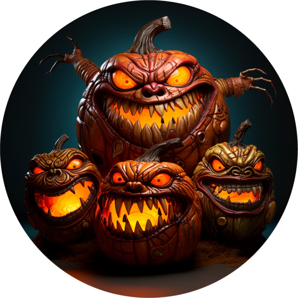 Scary Monster Pumpkin Spare Tire Cover - Evil Jack-O'-Lantern Art