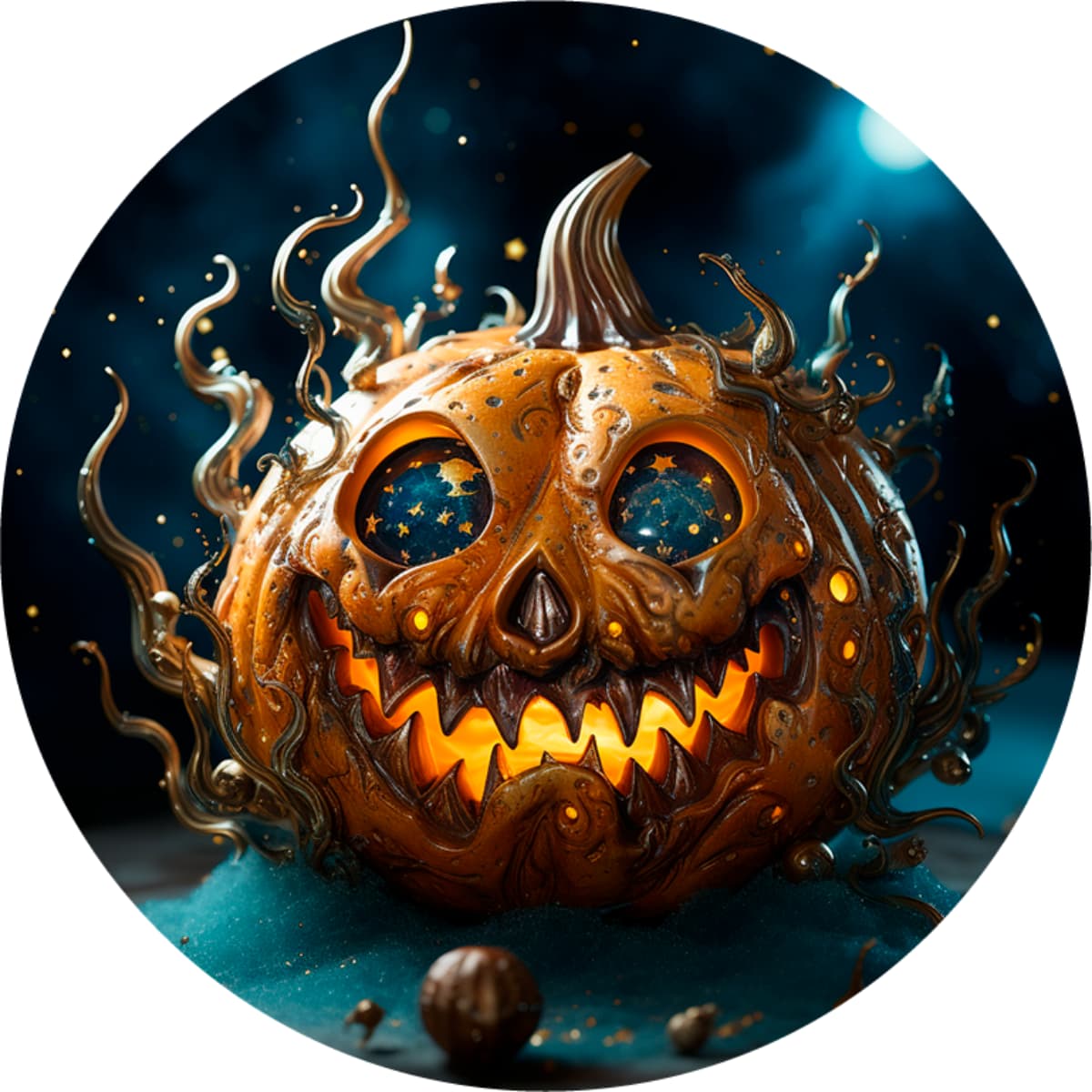 Space Theme Pumpkin Spare Tire Cover - Gothic Halloween Art
