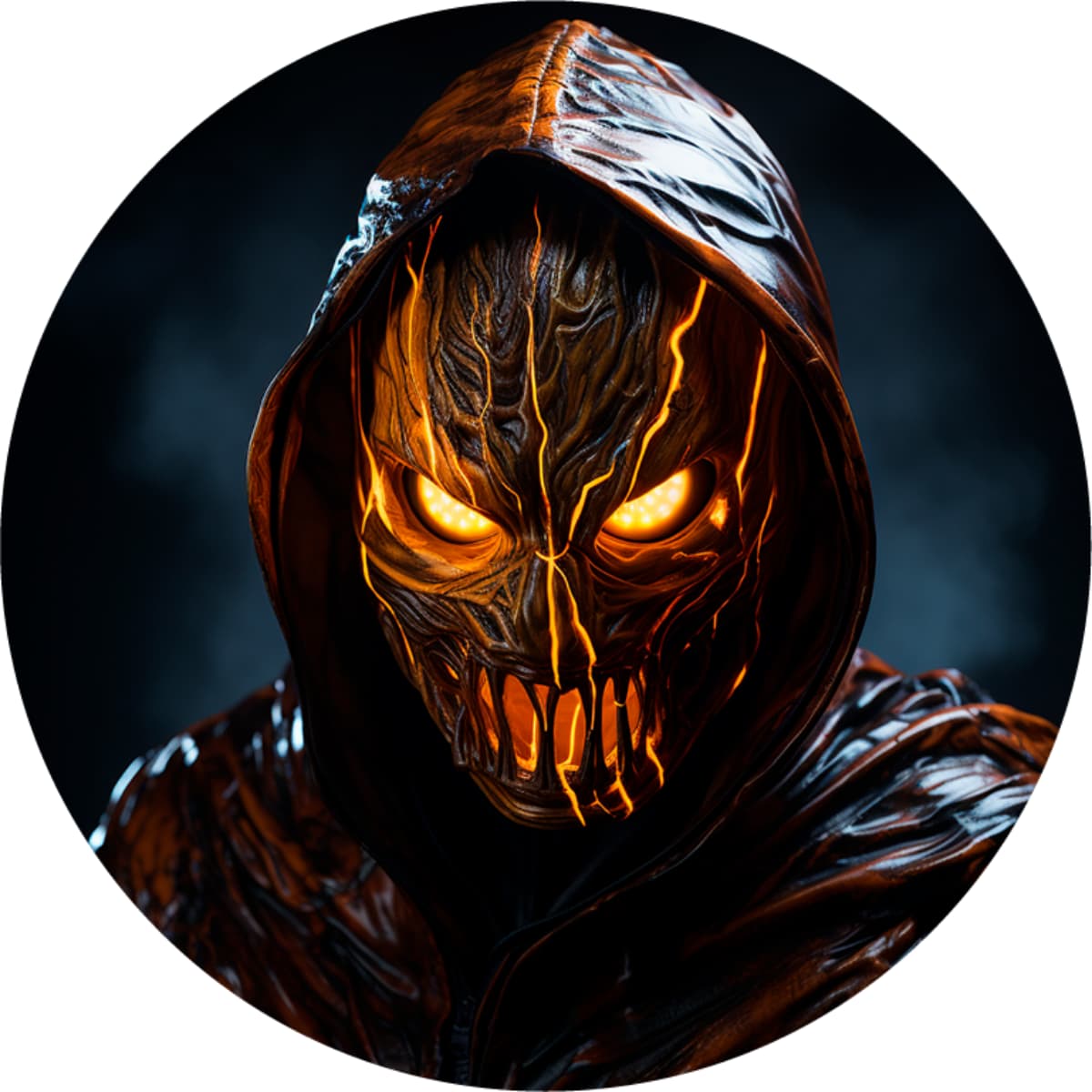 Scary Hooded Figure Spare Tire Cover - Glowing Orange Mask Art