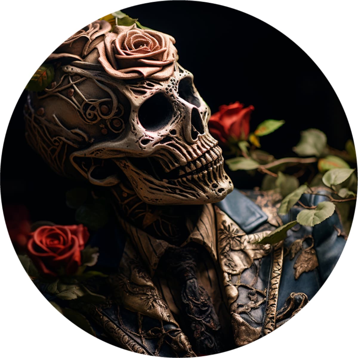 Gilded Rose Skull Spare Tire Cover