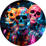Colorful Skull Spare Tire Cover - Neon Graffiti Art