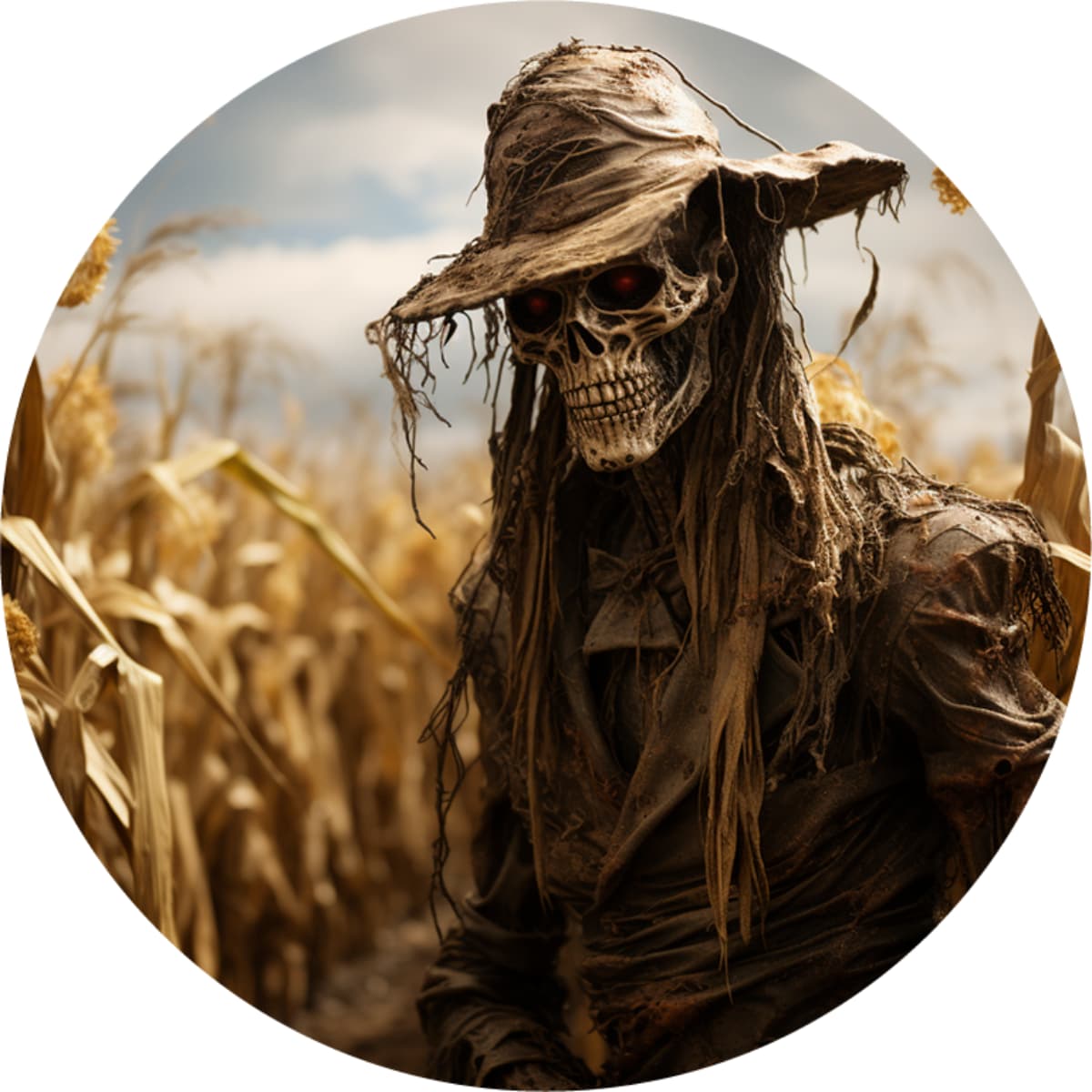 Realistic Scarecrow Skeleton Spare Tire Cover - Horror Farm Art