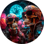 The "Lunar Lovers" Floral Skull Spare Tire Cover