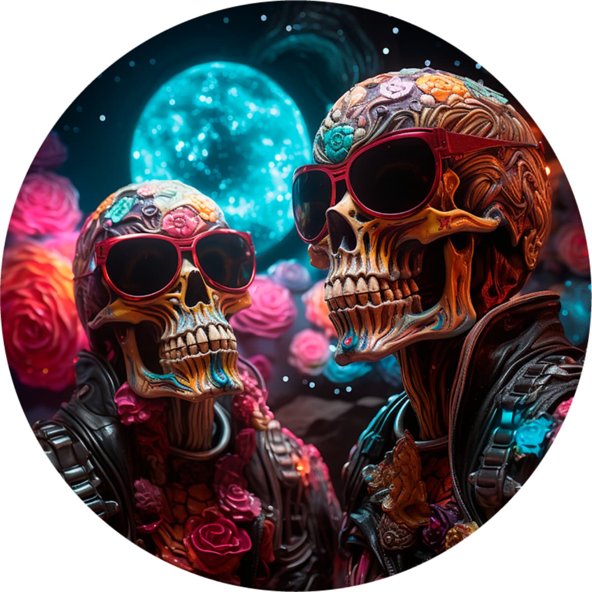 The "Lunar Lovers" Floral Skull Spare Tire Cover