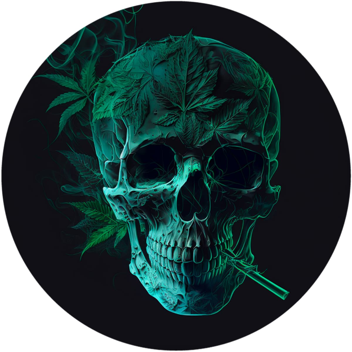Mystic Cyan Skull Spare Tire Cover with Foliage Details