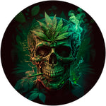 Ethereal Green Smoke Skull Spare Tire Cover - Artistic Leaf Edition