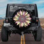 Pastel Pink Sunflower Leopard Spare Tire Cover for Jeep Wrangler Bronco