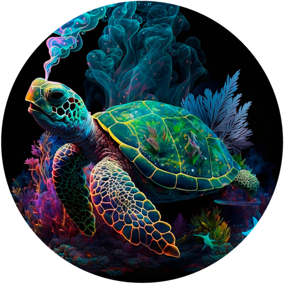 Trippy Sea Turtle with Mystic Smoke Custom Spare Tire Cover