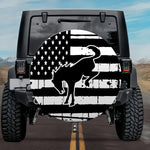 American Flag with Bronco Horse Spare Tire Cover Jeep, Bronco, RVs and more