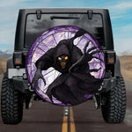 Gothic Boogeyman Shadow Fiend Glowing Gold Eyes Purple Stained Glass Spare Tire Cover