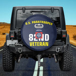 US Army 82nd Airborne Veteran Paratrooper Spare Tire Cover for Jeep Bronco