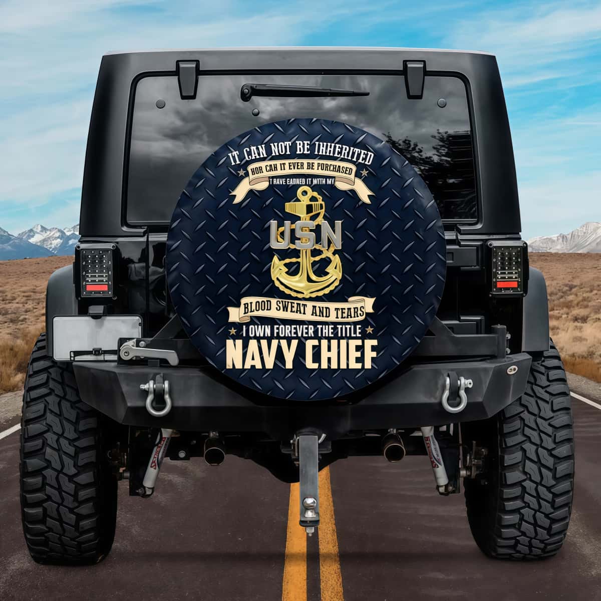 US Navy Chief Petty Officer Fouled Anchor Spare Tire Cover for Jeep Bronco