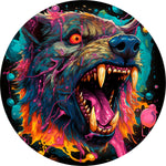 Colorful Wolf Spare Tire Cover - Neon Paint Splatter Art