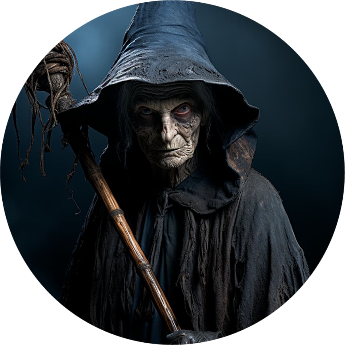 Scary Ancient Witch Spare Tire Cover - Realistic Horror Art