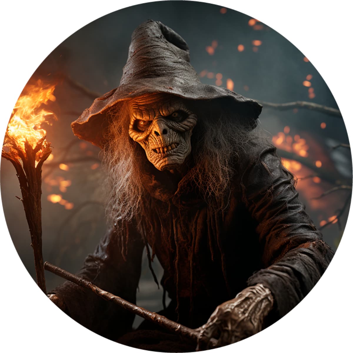 Scary Wizard with Torch Spare Tire Cover - Horror Movie Art