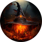 Witch Wizard Hat Spare Tire Cover - Glowing Orange Magic Art
