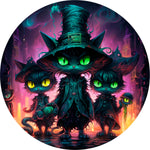 Midnight Spellbound: Spooky Witch Cats Spare Tire Cover