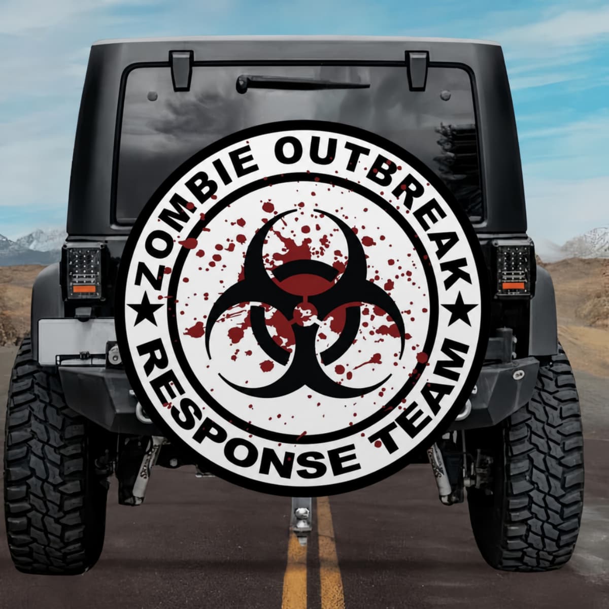 Zombie Outbreak (Bio Hazard Blood Splatter) Spare Tire Cover